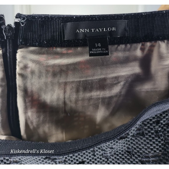 Black Ann Taylor Lace Overlay Skirt SZ 14 - Picture 4 of 4